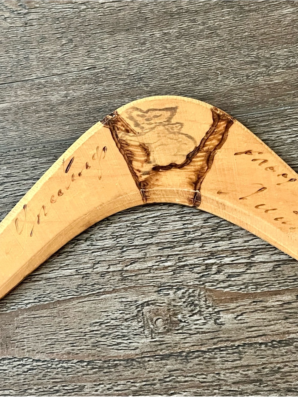 Hand-Painted Aboriginal Style Wooden Boomerang - Brown & Tan from Australia - Picture 6 of 9